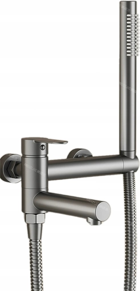 Kádtöltő csaptelep fali zuhany összecsukható kifolyócső szürke réz kád