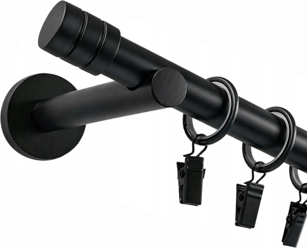Fém Függönykarnis Szimpla Függönykarnis 19 mm Fekete matt Maró 120 cm