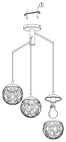 Eglo 99073 - Csillár zsinóron MIRTAZZA 3xE27/60W/230V