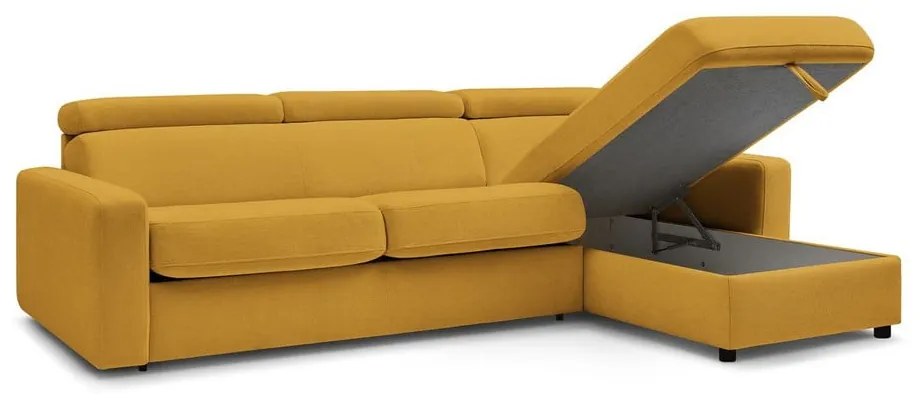 Mustársárga kinyitható sarokkanapé (variálható) Monaco – Bobochic Paris