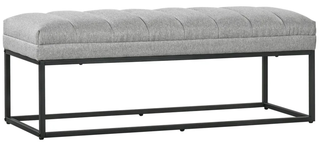 Ülőpad lenvászon hatású kárpitozott pad, 200 kg-ig terhelhető, acél, világosszürke,