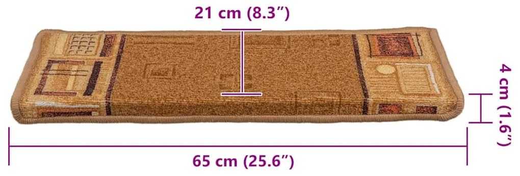 15 db bézs öntapadó lépcsőszőnyeg 65x21x4 cm