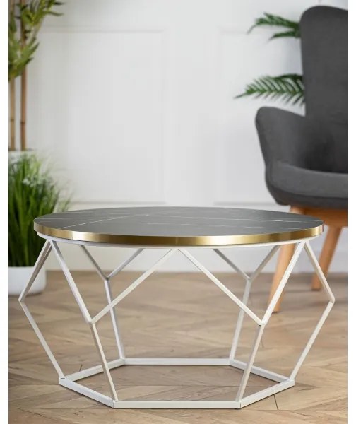 Kávésasztal DIAMOND 40x70 cm arany/fekete/fehér