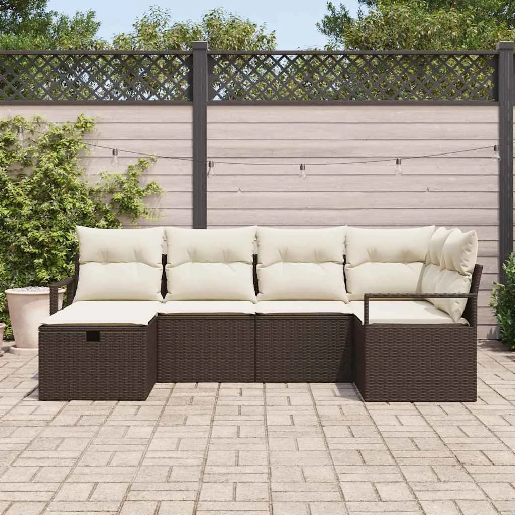 Kerti Kanapé Szett 6 pcs Barna és krémszínű 232 x 122 x 85 cm