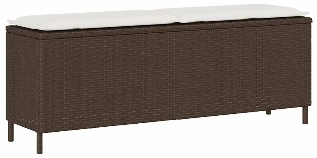 Barna polyrattan kerti pad párnával 110x30x40,5 cm