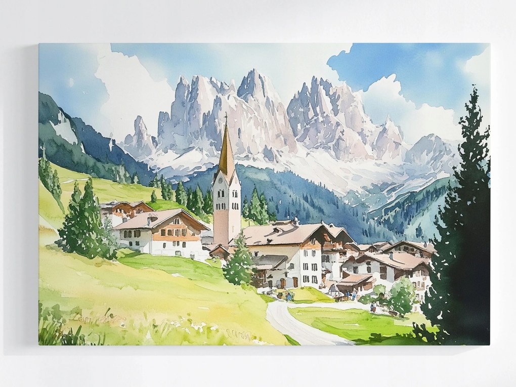 Poszter Tájkép Hegyek Alpok Szlovénia Város Falu 120x80