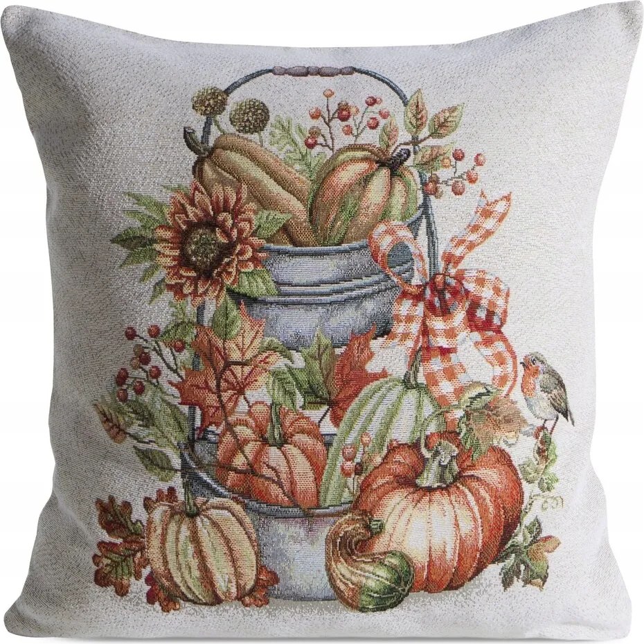 Dekoratív gobelin párnahuzat 45x45 Eurofirany természetes narancssárga sütőtök