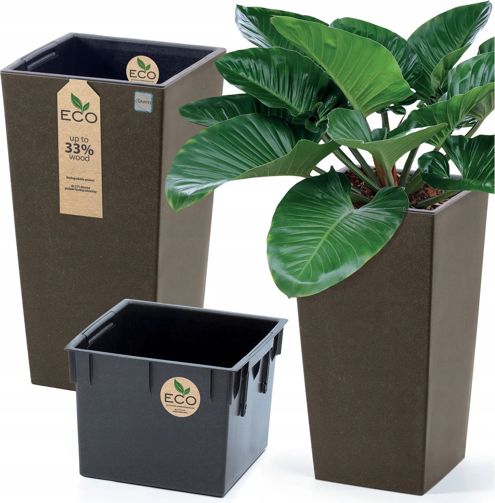 Kaspó Virágtartó 29,5 CM Teraszra, Kertbe, Otthonra Eco Wood Kawa (kávé Színű)