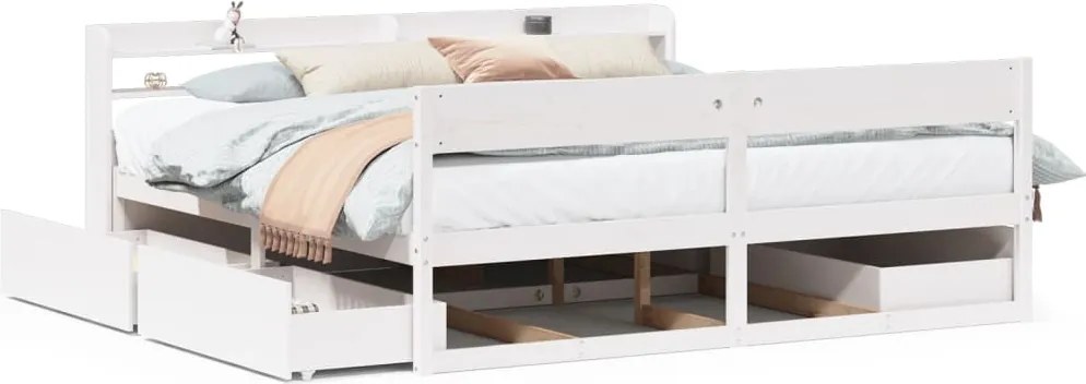vidaXL fehér tömör fenyőfa ágy matrac nélkül 200 x 200 cm