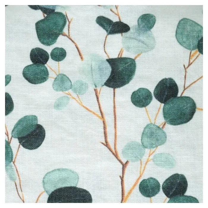 Eucalyptus fehér-zöld len konyharuha, 65 x 45 cm - Linen Tales