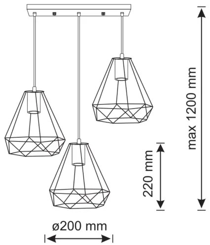Csillár zsinóron VIGO 3xE27/20W/230V