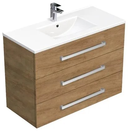 SAT Cube Way Fürdőszobaszekrény mosdóval 100x76,5x46 cm hickory tölgy CUBE461003DHMOD