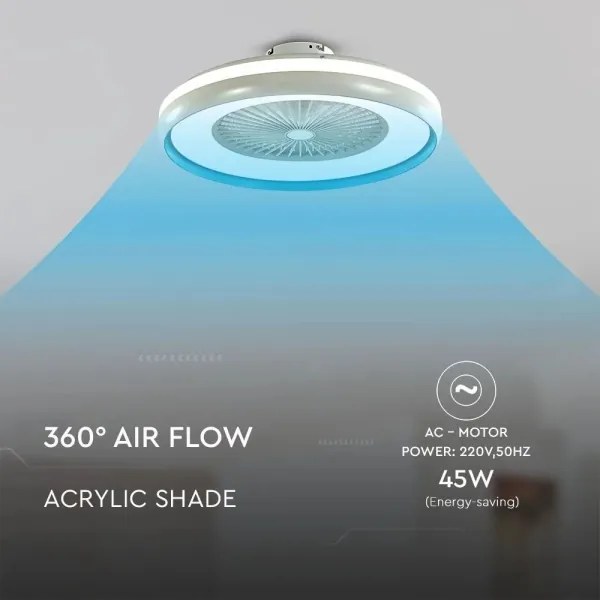 LED Mennyezeti lámpa ventilátorral LED/45W/230V 3000/4000/6500K kék