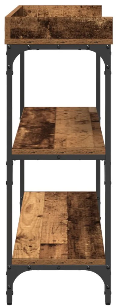 Konzol Asztal Régi Fa 100x30x80 cm Üvegszálas Fa és Acél