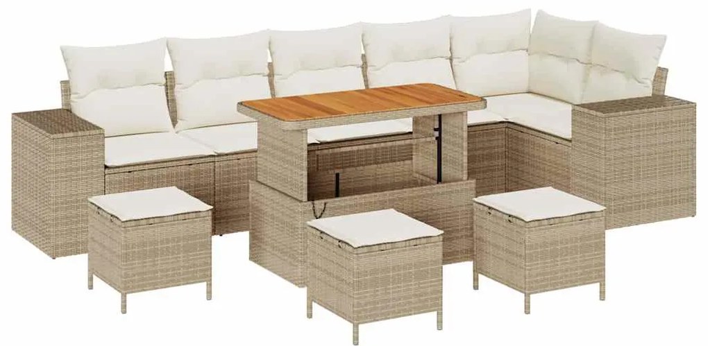 Kerti Kanapé Szett 10 pcs Beige és krém 110 x 55 x 71 cm
