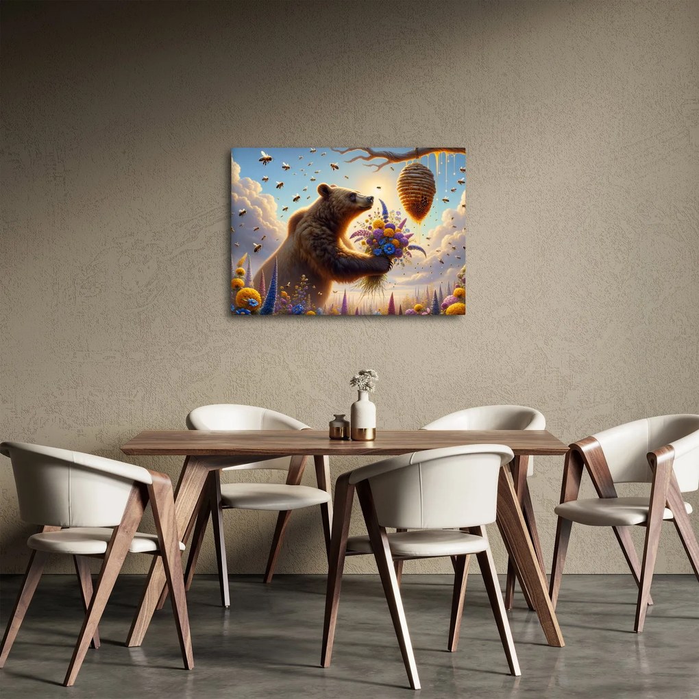 Kép - Medve és méhek (70x50 cm)