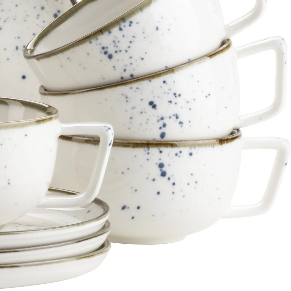 Mäser 8 darabos kávéscsészészett Pintar White kékpöttyös
