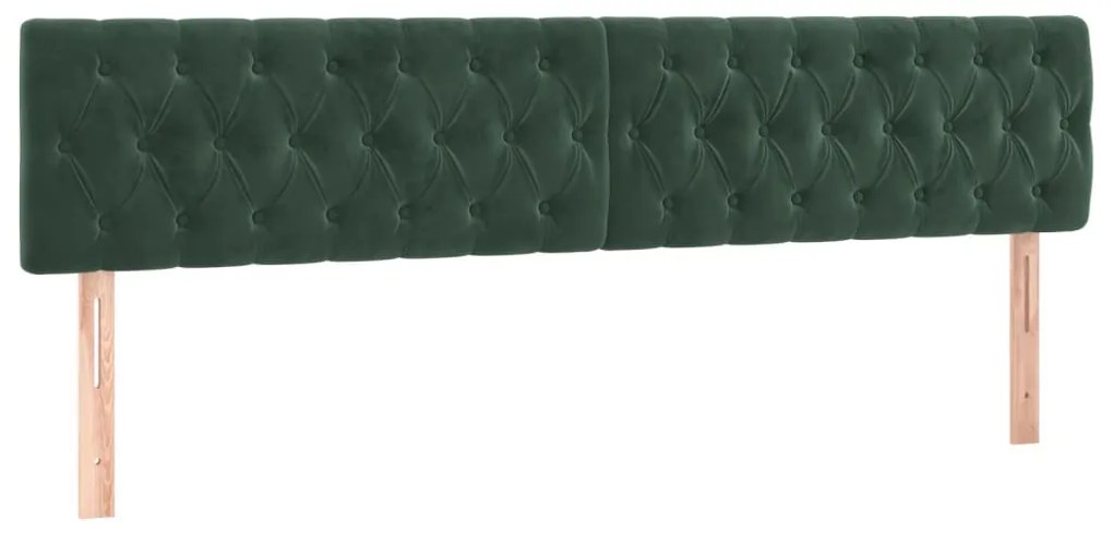sötétzöld bársony LED-es fejtámla 200 x 7 x 78/88 cm