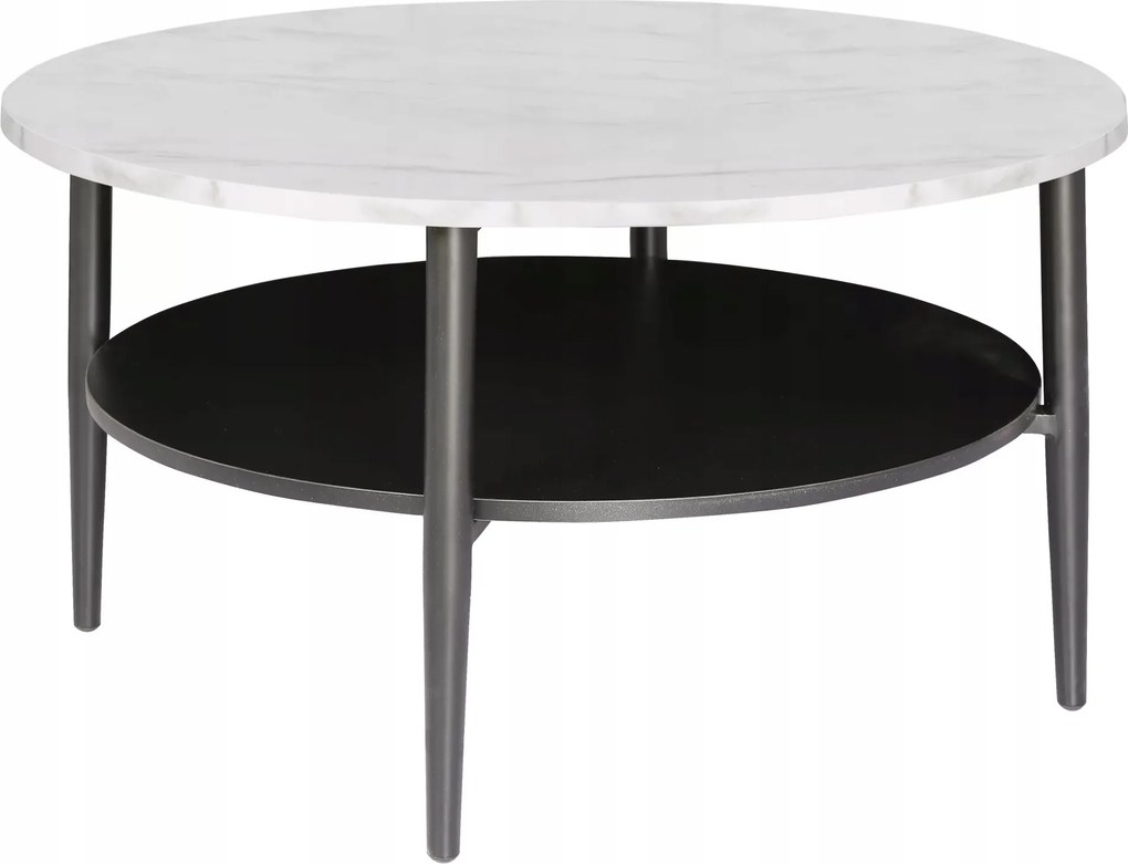 Dohányzóasztal fehér, márvány hatású,kerek, Ella A nappali pad