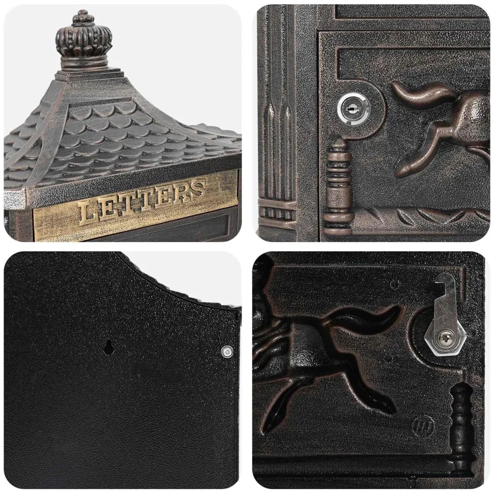 vidaXL Fali Postafiók Bronz 40.5 x 15.5 x 44 cm Öntött alumínium