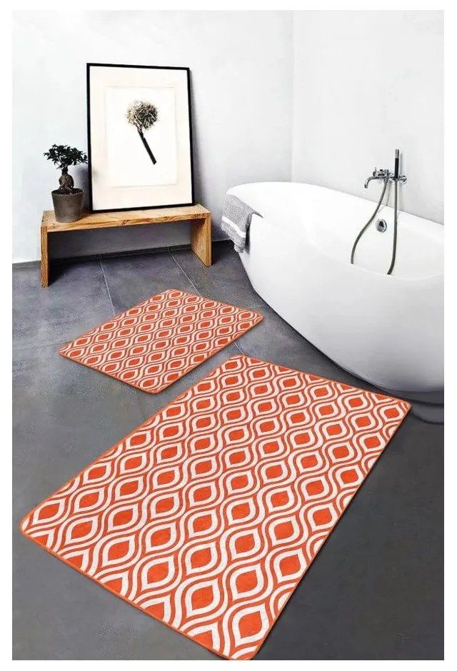 Narancssárga bársony fürdőszobai kilépő szett 2 db-os 60x100 cm – Mila Home