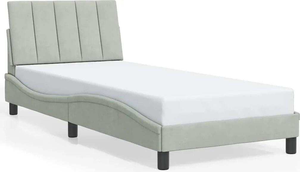 vidaXL világosszürke bársony ágykeret matrac nélkül Hanko 90x190 cm