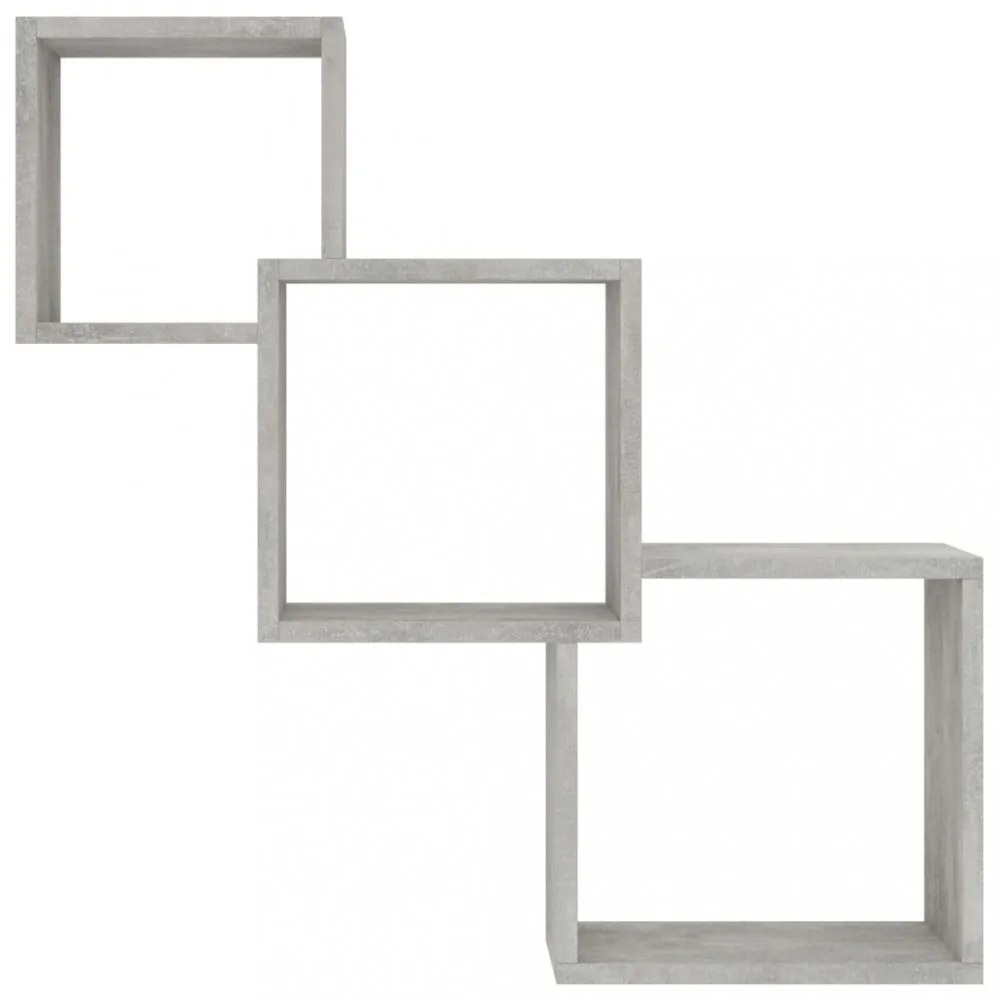 betonszürke kocka alakú szerelt fa fali polcok 68x15x68 cm