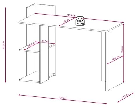 Íróasztal MARLO artisan tölgy/fehér