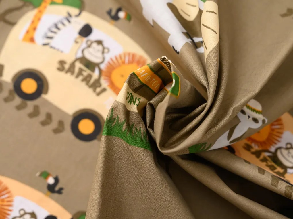 Pamut kiságy ágynemű SAFARI TOURS barna