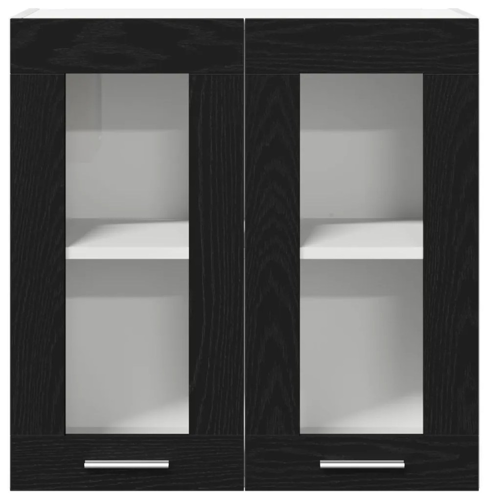 vidaXL Fekete tölgy függő üveg szekrény - 60x31x60 cm, mérnöki fából
