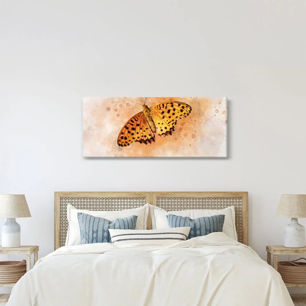 Kép - narancssárga pillangó, akvarell (120x50 cm)