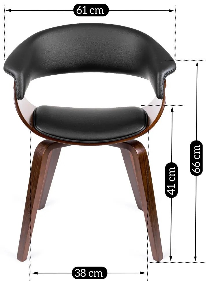 Elegáns Étkezőszék Dió/Fekete Eco-bőr Kárpittal. GARY