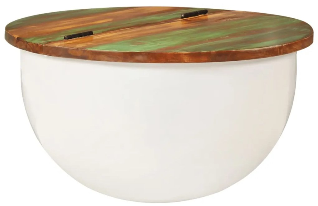 fehér újrahasznosított fa dohányzóasztal 50x27 cm