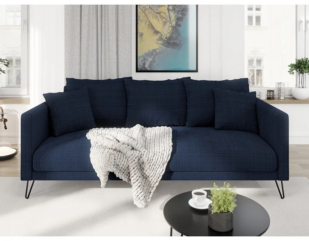 Sötétkék zsenília kanapé 200 cm Freya – Ropez