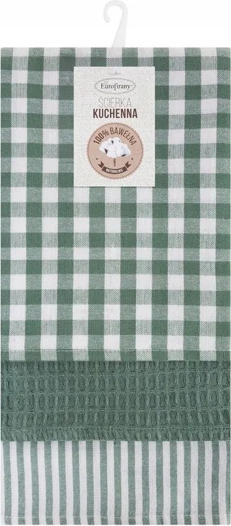Konyhai törlőkendő szett 3db-os 50x70 Lucy zöld fehér kockás