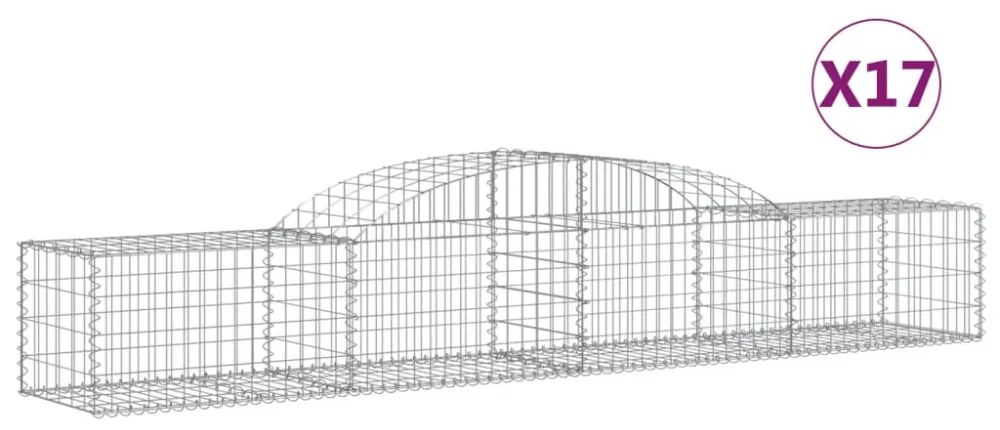 17 db íves horganyzott vas gabion kosár 300x50x40/60 cm