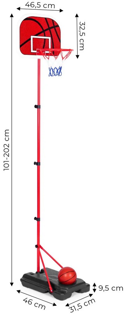 Gyerek kosárlabda palánk állítható magasságú, labdapumpával