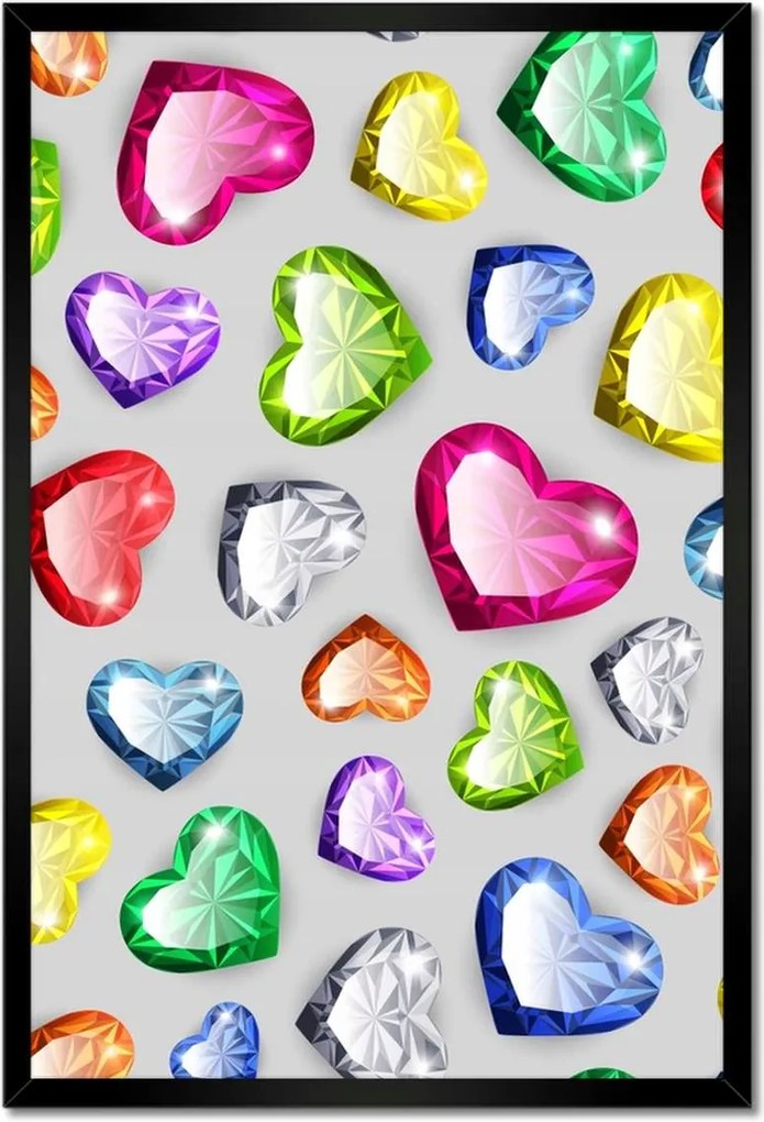 Poszterek keretben 40x60 Gyémánt szívek