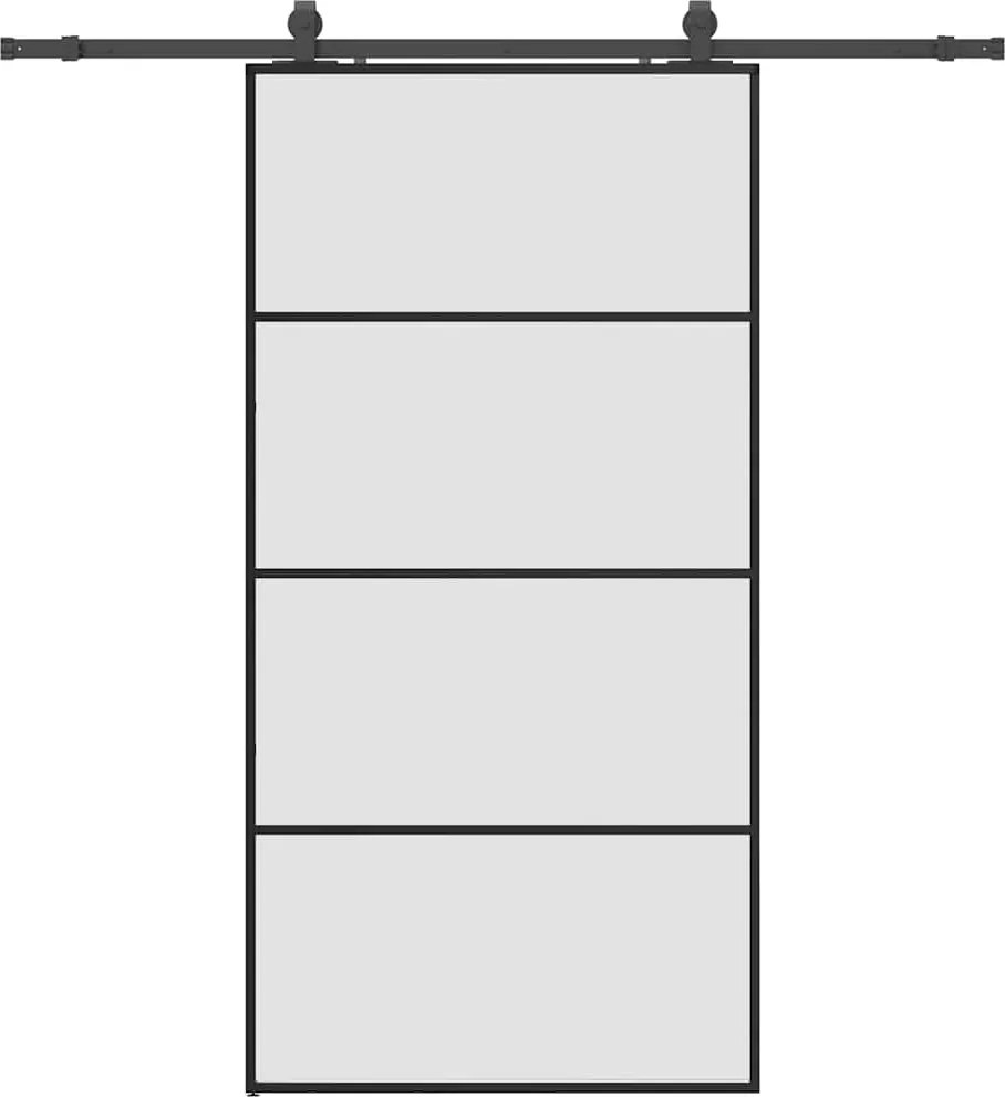 vidaXL fekete ESG üveg tolóajtó fémszerelvény-szettel 102,5x205 cm