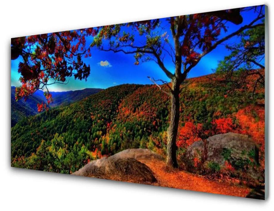 Modern üvegkép Mount Forest Nature 140x70 cm