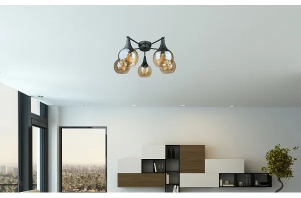 Felületre szerelhető csillár  STAR 5xE27/60W/230V fekete/füstös bézs