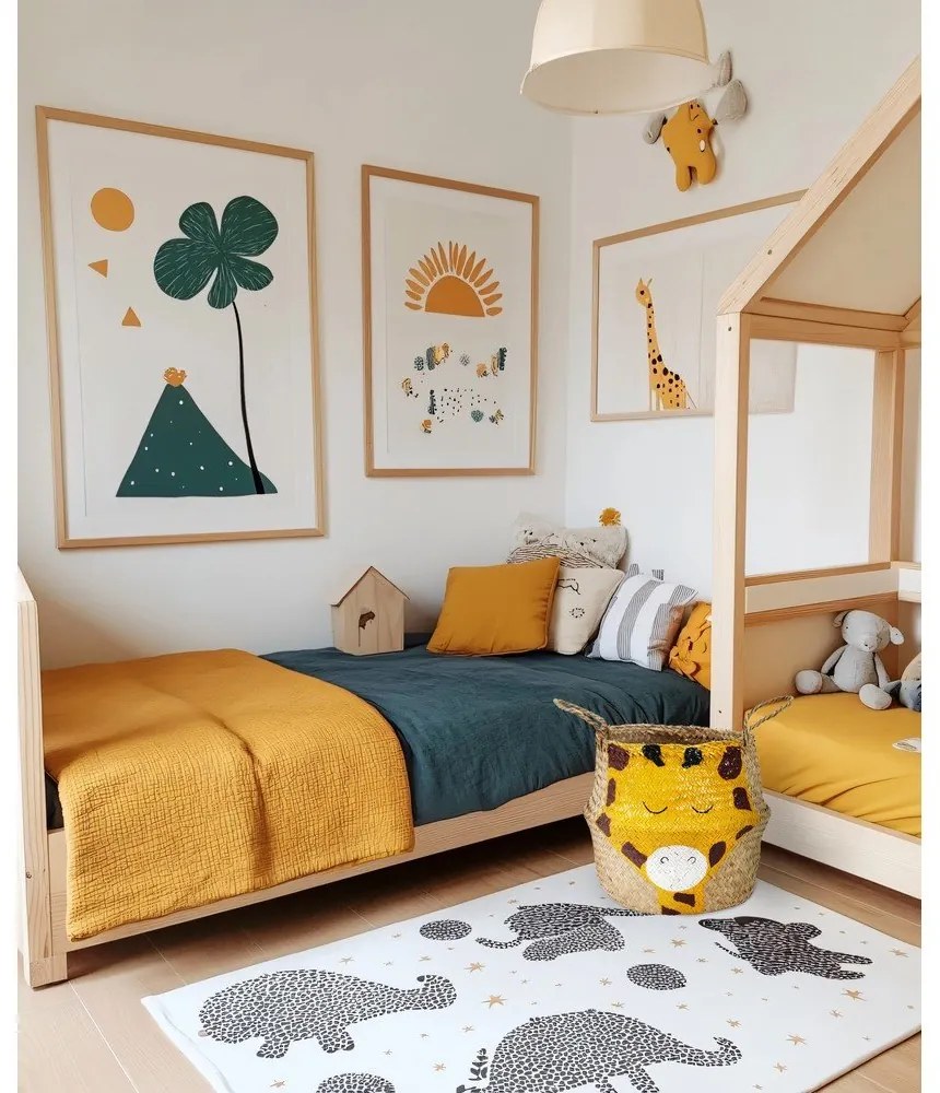 Sárga-natúr színű tengerifű játéktároló kosár ø 30x28 cm Giraffe – Compactor