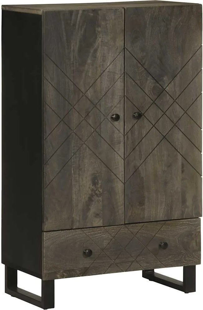 vidaXL fekete tömör mangófa magasszekrény 60 x 33 x 100 cm