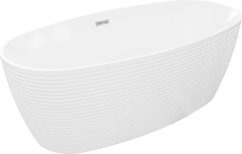 Mexen Lira szabadon álló kád minta 170 x 80 cm, fehér, krómozott túlfolyó - 52831708000-01