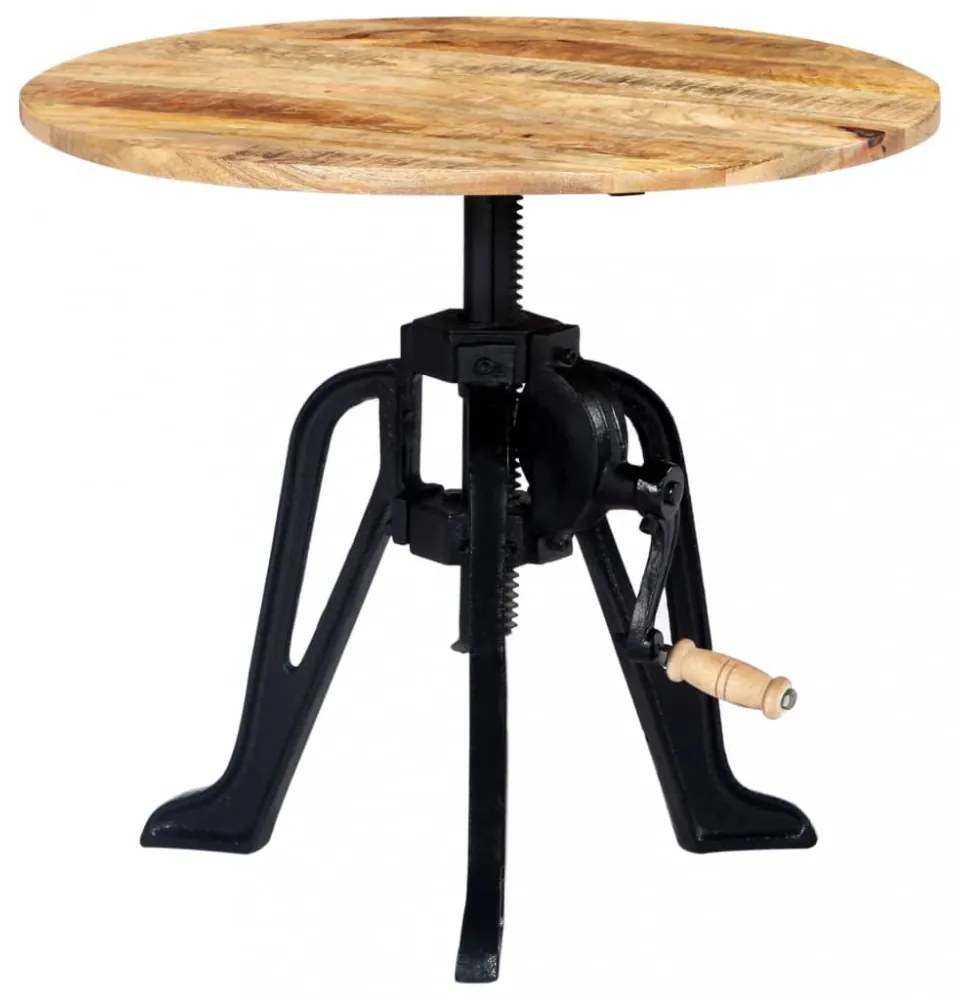tömör mangófa és öntöttvas kisasztal 60 x (46-63) cm