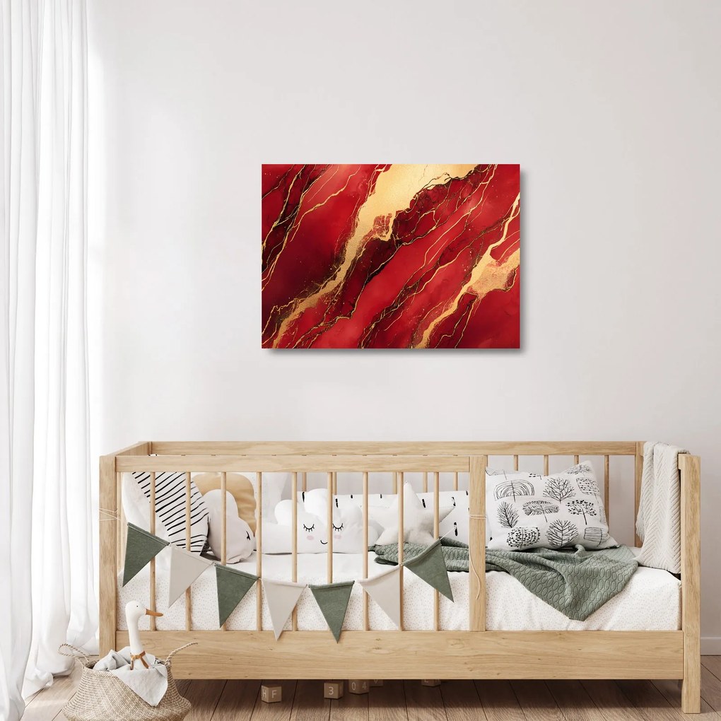 Üveg kép - Vörös-arany márvány (70x50 cm)