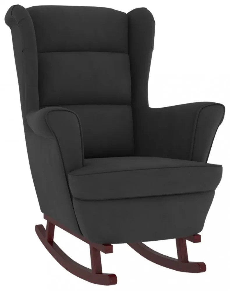 hintaszék, fekete bársony és tömörfa háttámlával