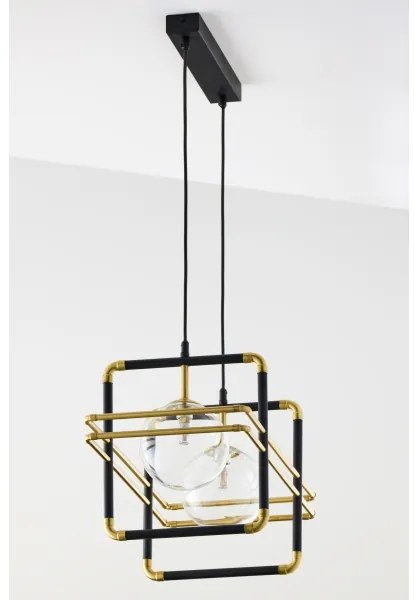 Jupiter 2029 - Csillár zsinóron FIORI 2xG9/10W/230V fekete/arany/átlátszó