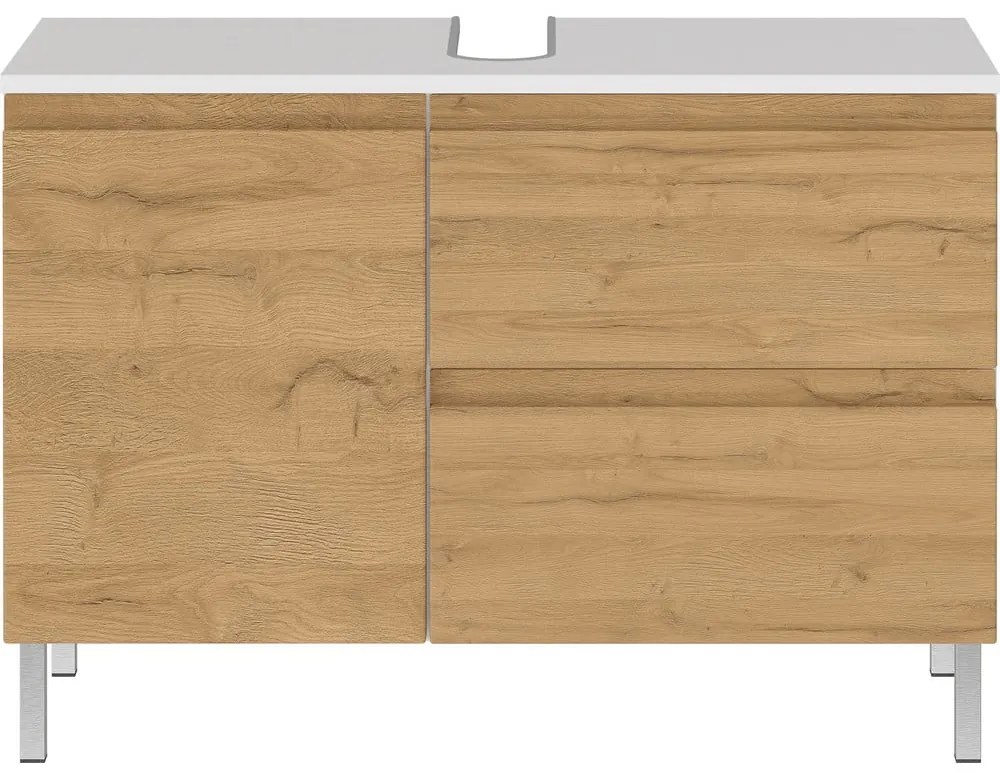 Fehér mosdókagyló alatti szekrény tölgyfa dekorral 80x56 cm Torrance - Germania