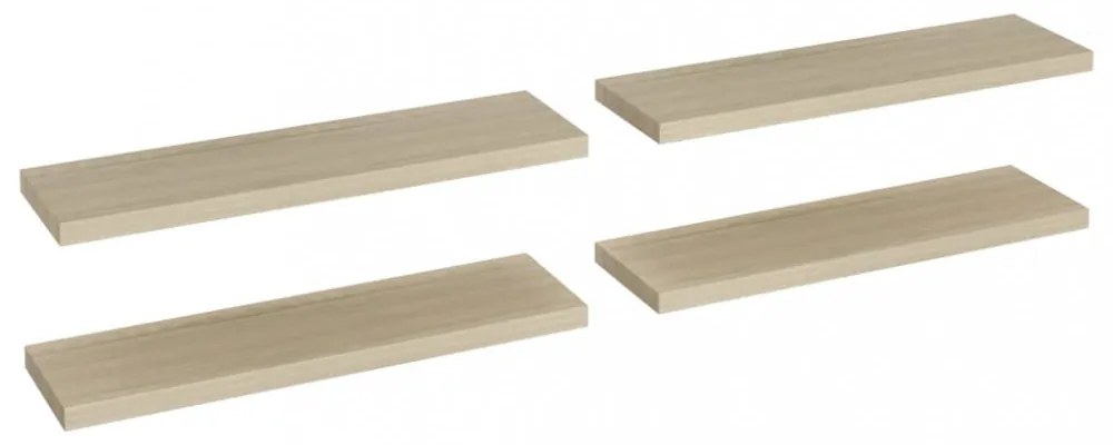 4 db tölgyszínű MDF lebegő fali polc 90 x 23,5 x 3,8 cm